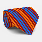 Cravate Rouge Orange Bleu Design à Rayures Verticales (Roulé)