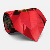 Cravate Rouge Poinsettias II Noël Fête Florale (Roulé)
