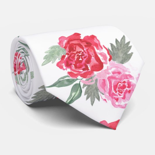 Cravate Rouge rose rose feuille de rose verdure mariage un (Roulé)