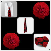 Cravate Rouge Roses Classic Floral Noir