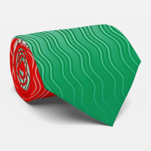 Cravate Rouge Silver Green Wavy (Roulé)