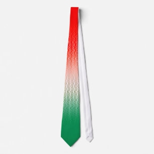 Cravate Rouge Silver Green Wavy Stripes