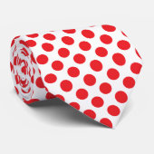 Cravate Rouge sur le Motif de point Polka blanc (Roulé)