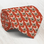 Cravate rouge taureau français<br><div class="desc">Un amusant petit motif français de Fête ou de Bulldog français sur un arrière - plan rouge. Idéal pour tous les amoureux de les chiens,  gardiens de chiens,  marcheurs de chiens et vétérinaires. Art original de Nic Squirrell.</div>