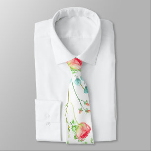 Cravate Rouge turquoise vert rose motif d'été