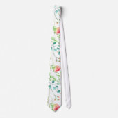 Cravate Rouge turquoise vert rose motif d'été (Devant)