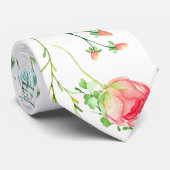 Cravate Rouge turquoise vert rose motif d'été (Roulé)