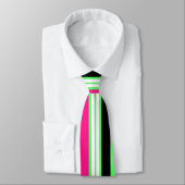 Cravate Rouge vert clair moderne rose et rayures noires (Attaché)