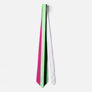Cravate Rouge vert clair moderne rose et rayures noires