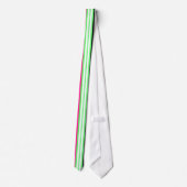 Cravate Rouge vert clair moderne rose et rayures noires (Dos)