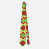Cravate Rouge vert diamant géométrique (Devant)