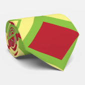 Cravate Rouge vert diamant géométrique (Roulé)