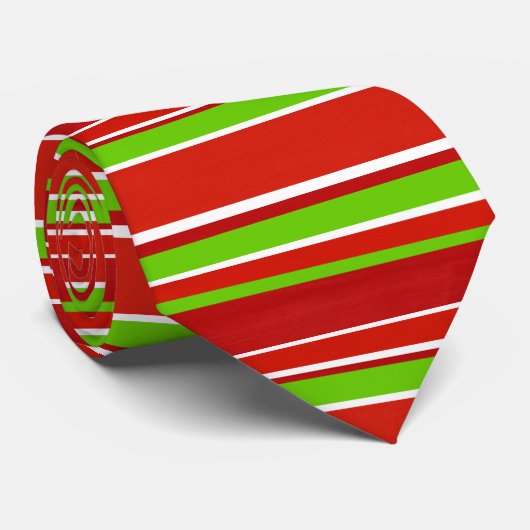 Cravate Rouge vert et blanc (Roulé)