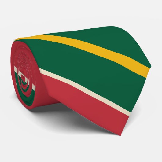 Cravate Rouge vert et doré (Roulé)