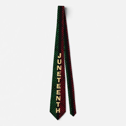 Cravate rouge vert noir JUNETEENTH Motif africain (Devant)