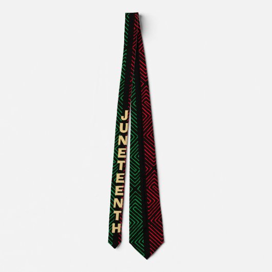 Cravate rouge vert noir JUNETEENTH Motif africain (Dos)