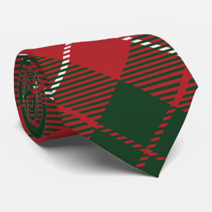 Cravate Rouge Vert Plaid Rustique Classique Tartan