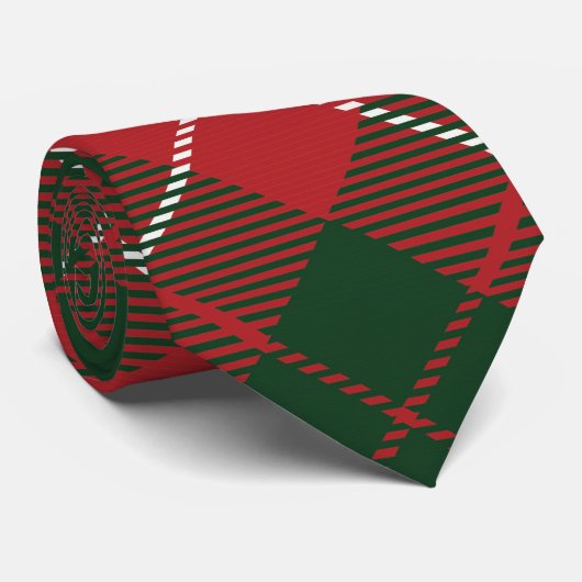 Cravate Rouge Vert Plaid Rustique Classique Tartan (Roulé)