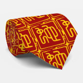 Cravate Rouge Vieux Chinois Calligraphie Serpent Jaune Cra (Roulé)