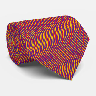 Cravate Rouge violet jaune Abstrait Trippy Wavy Psychedeli