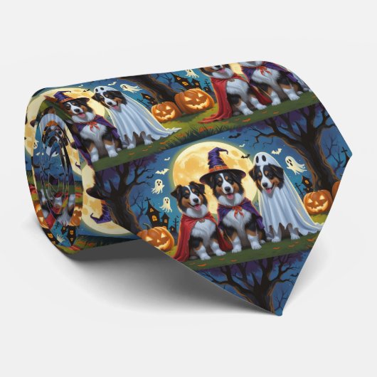 Cravate Rough Collie Chiens Citrouille Halloween Funny (Roulé)