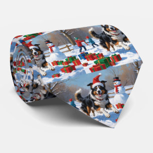 Cravate Rough Collie Courir dans la neige avec le Casquett