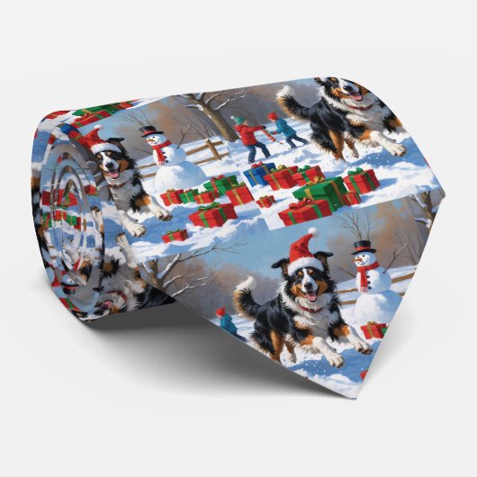 Cravate Rough Collie Courir dans la neige avec le Casquett (Roulé)
