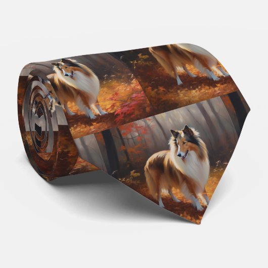 Cravate Rough Collie dans l'automne Leaves automne Inspire (Roulé)