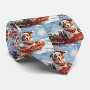 Cravate Rough Collie Dog in Sledge Let Snow Christmas