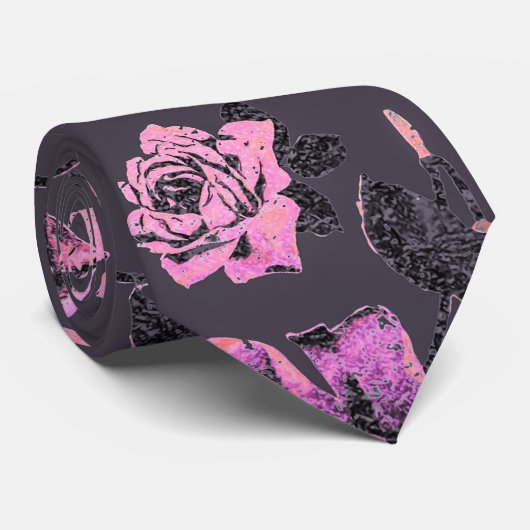 Cravate Rougissent les roses rustiques d'impression (Roulé)
