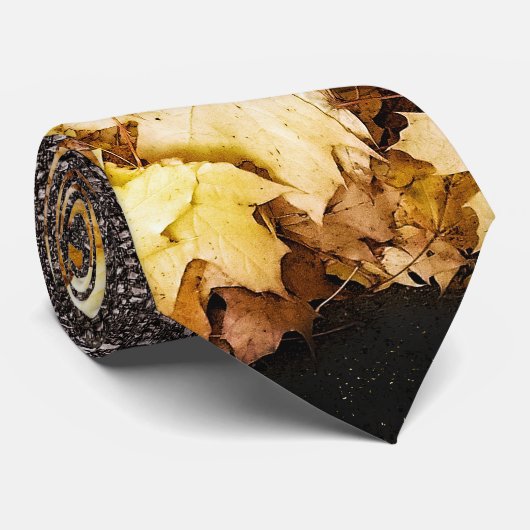 Cravate Route d'asphalte d'automne des feuilles d'érable j (Roulé)