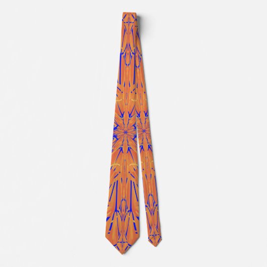 Cravate Royal Blue And Citrus Orange Tropical Art Design (Devant)