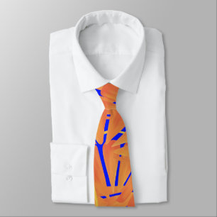 Cravate Royal Blue And Citrus Orange Tropical Art Design