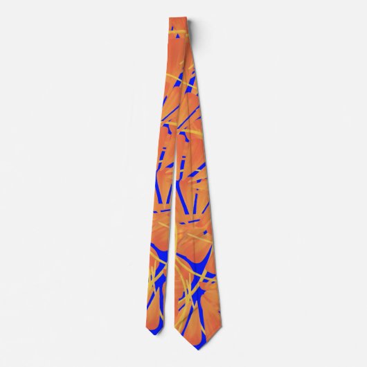 Cravate Royal Blue And Citrus Orange Tropical Art Design (Dos)