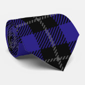 Cravate Royal Blue Black Plaid (Roulé)
