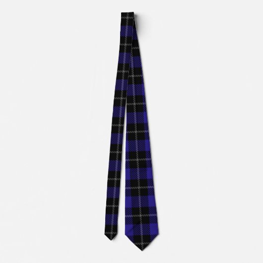 Cravate Royal Blue Black Plaid (Dos)