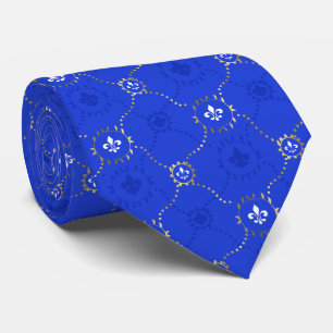 Cravate Royal Blue Fleur de Lis, motif français de Lili