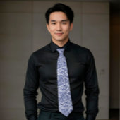 Cravate Royal Blue & White Floral Paisley Motif