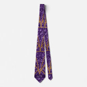 Cravate Royal Déco Parties scintillant violet or Motif géo (Devant)