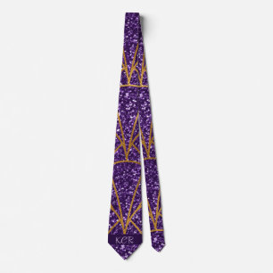 Cravate Royal Déco Parties scintillant violet or Motif géo