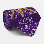 Cravate Royal Déco Parties scintillant violet or Motif géo (Roulé)