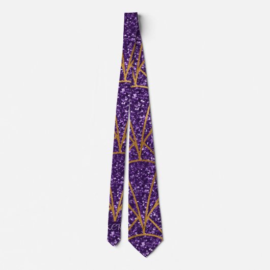 Cravate Royal Déco Parties scintillant violet or Motif géo (Dos)