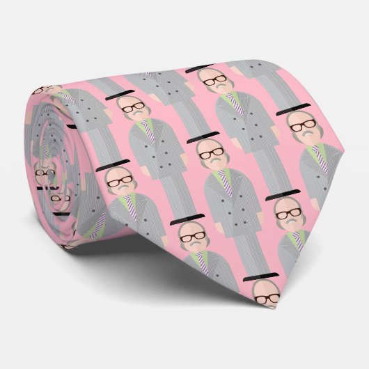 Cravate Royal – Eccentric Character Pattern Tie (Pink) (Roulé)