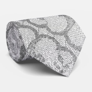 Cravate Royal Lace Black Argent Gay Métal Blanc