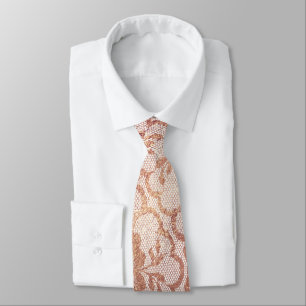 Cravate Royal Lace Blush Rose Rose Or Metallic Blanc