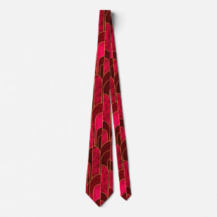 Cravate Royal Red and Gold Art Déco Motif