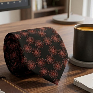 Cravate Ruban de Damas rouge à motif de symétrie réfléchie