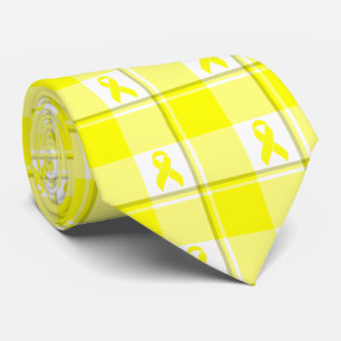 Cravate Ruban Jaune à Carreaux pour la Sensibilisation au