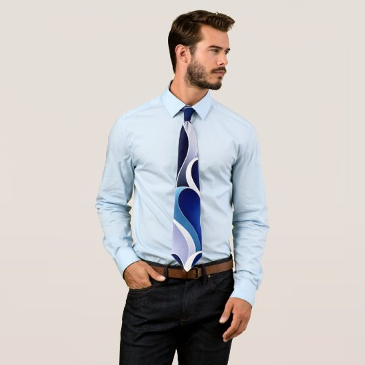 Cravate Rubans bleus et blancs (En situation)