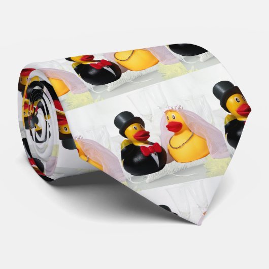 CRAVATE "RUBBER DUCKY BRIDE AND GROOM" JOURNÉE DU MARIAGE  (Roulé)